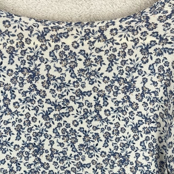 CYNTHIA ROWLEY Blouse Cottagecore Blue Floral Ditzy Top Medium - Picture 10 of 15